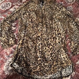 INC International Concepts Animal Print Button Down Shirt